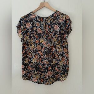 Catherine Malandrino Black Floral Short Sleeve Blouse Women’s Size Medium